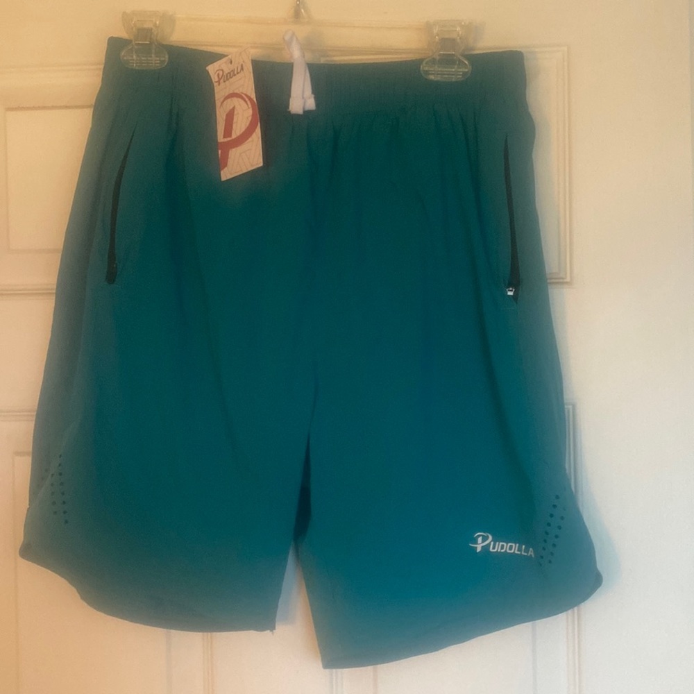 NWT Pudolla Men's Athletic Running Shorts 7'' Gym Workout Shorts size L